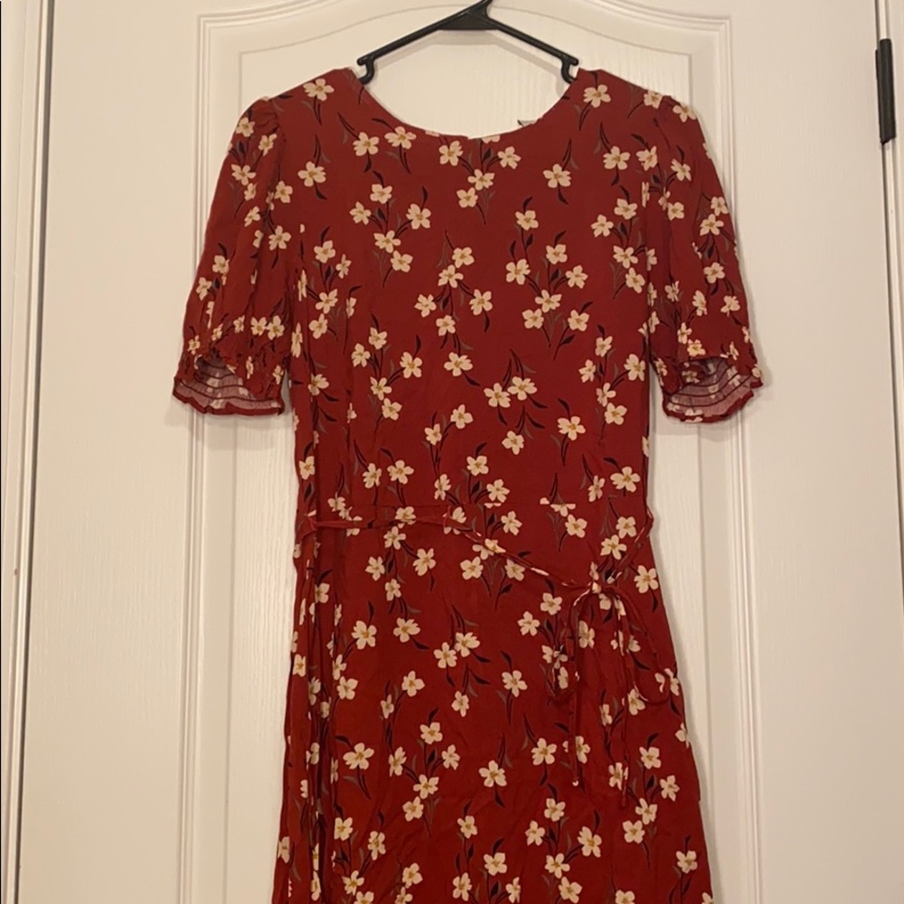 Fall Floral Rust Dress - Picture 3 of 6